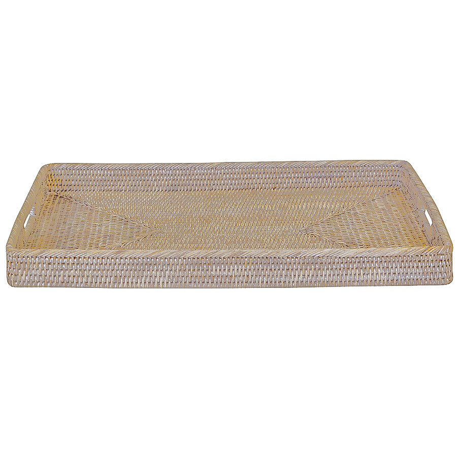 VERANDAH TRAY RECTANGULAR - RATTAN WHITEWASH