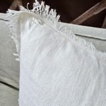 French Linen Fringe Cushion 55cm Square - White