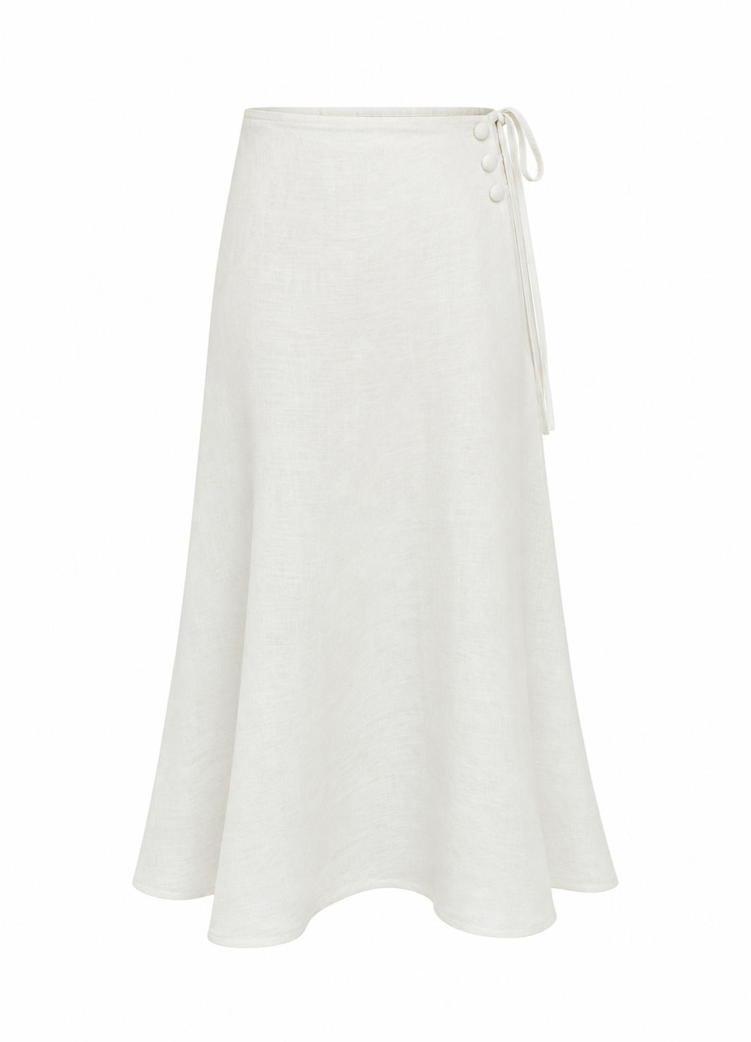 Linen Midi Skirt – White
