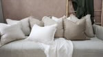 French Linen Fringed Edge Cushion 55cm Square - Oatmeal