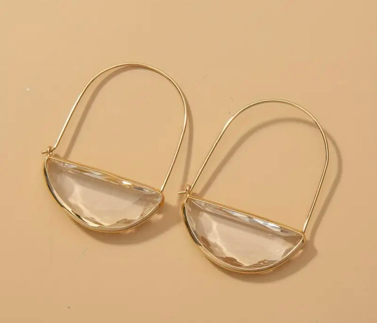 Clear Stone Gold Earrings