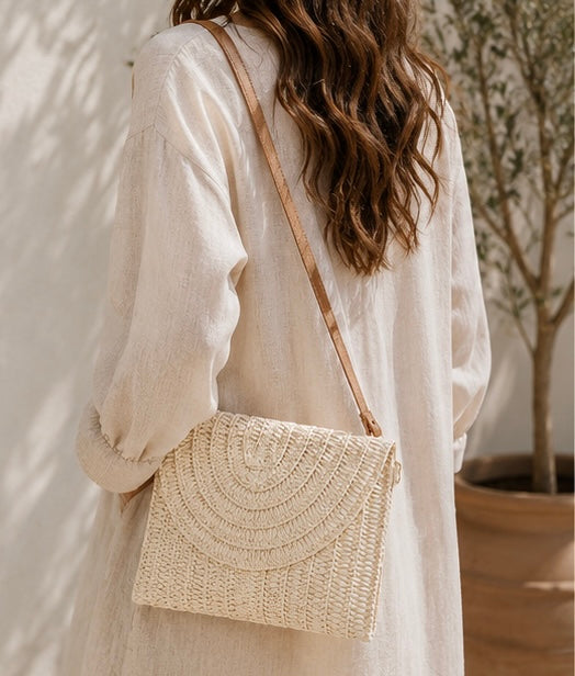 Wicker Crossbody Clutch