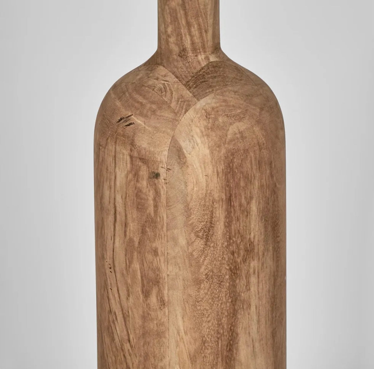 FLASK WOOD FLOOR LAMP BASE SADDLE WITH NATURAL SHADE