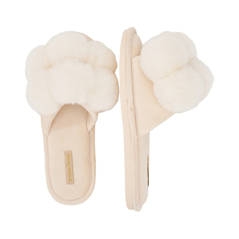 Pom Pom Slippers – Cosy Luxe – Ivory