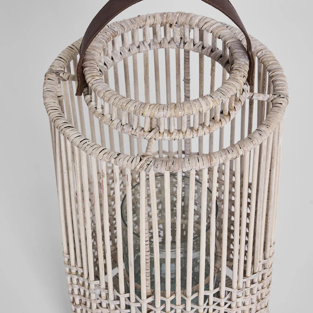 Kyra Rattan Lantern Large White Wash