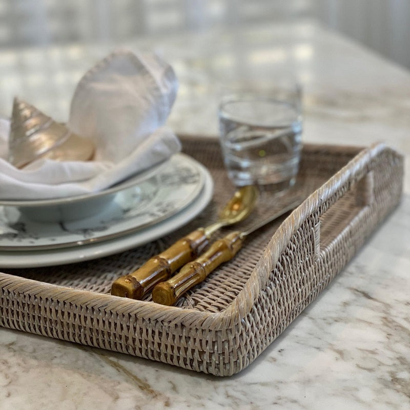 VERANDAH RATTAN MORNING TRAY WHITEWASH