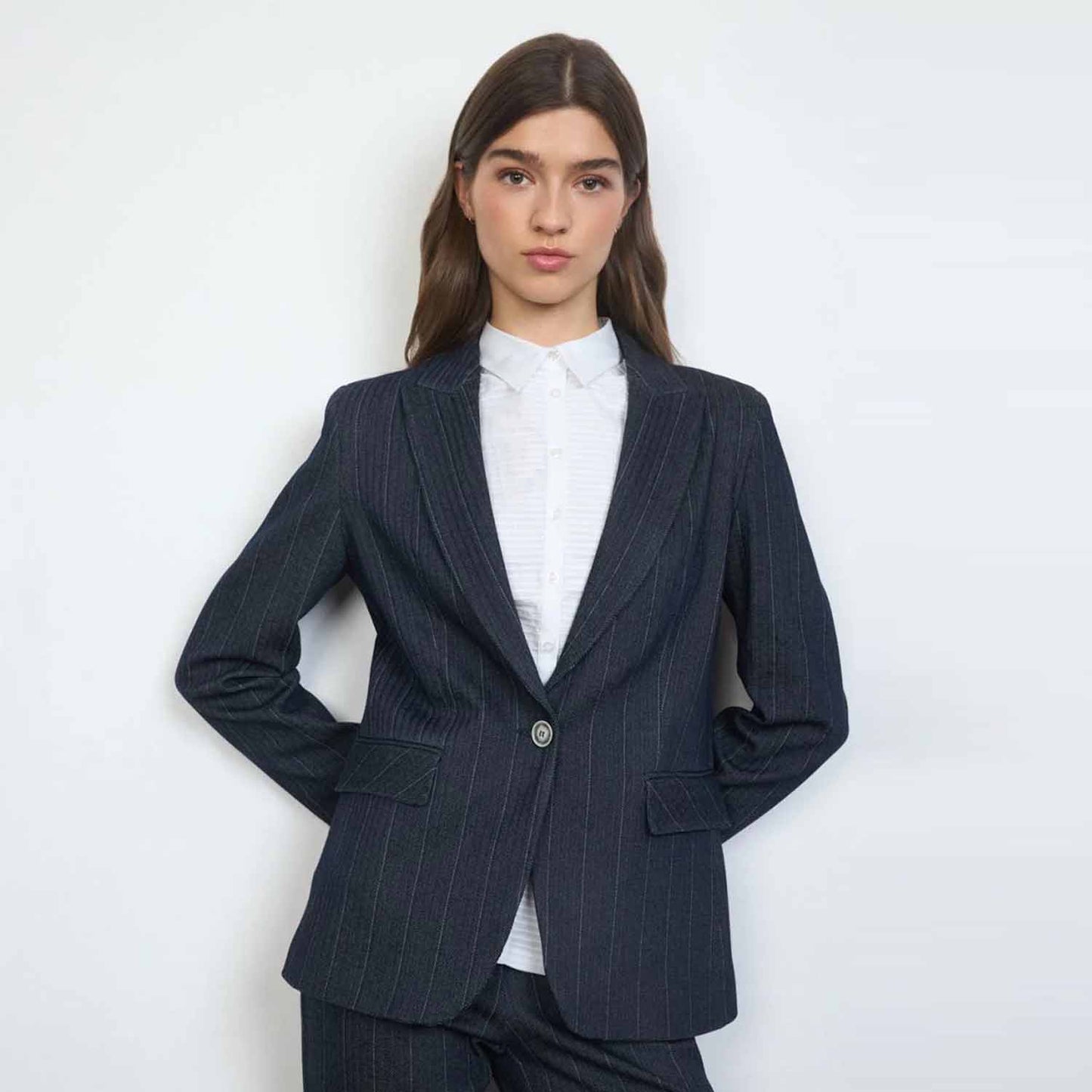 Serena Pinstripe Blazer – Navy