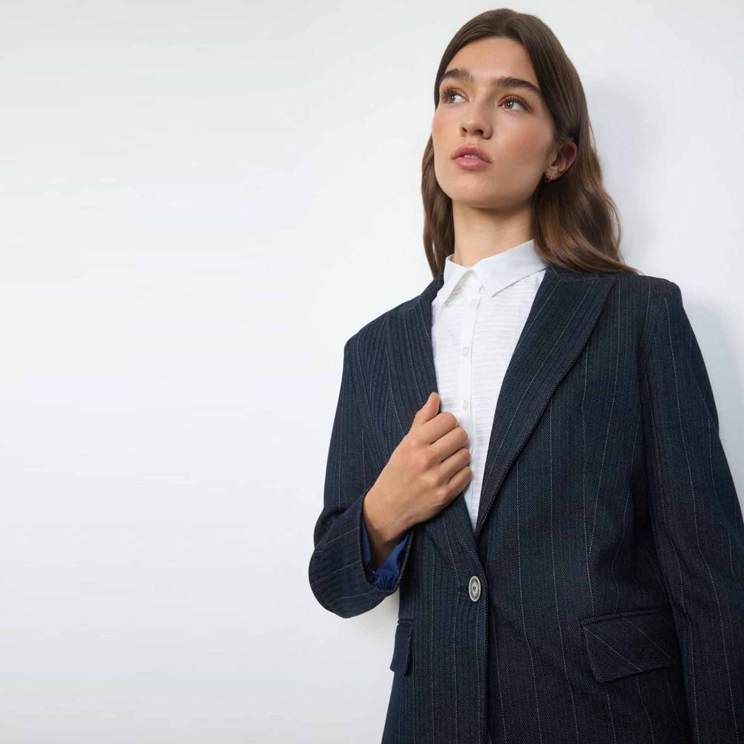 Serena Pinstripe Blazer – Navy