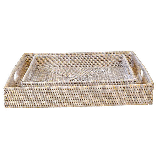 VERANDAH TRAY SQUARE RATTAN WHITEWASH