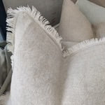 French Linen Fringed Edge Cushion 55cm Square - Oatmeal