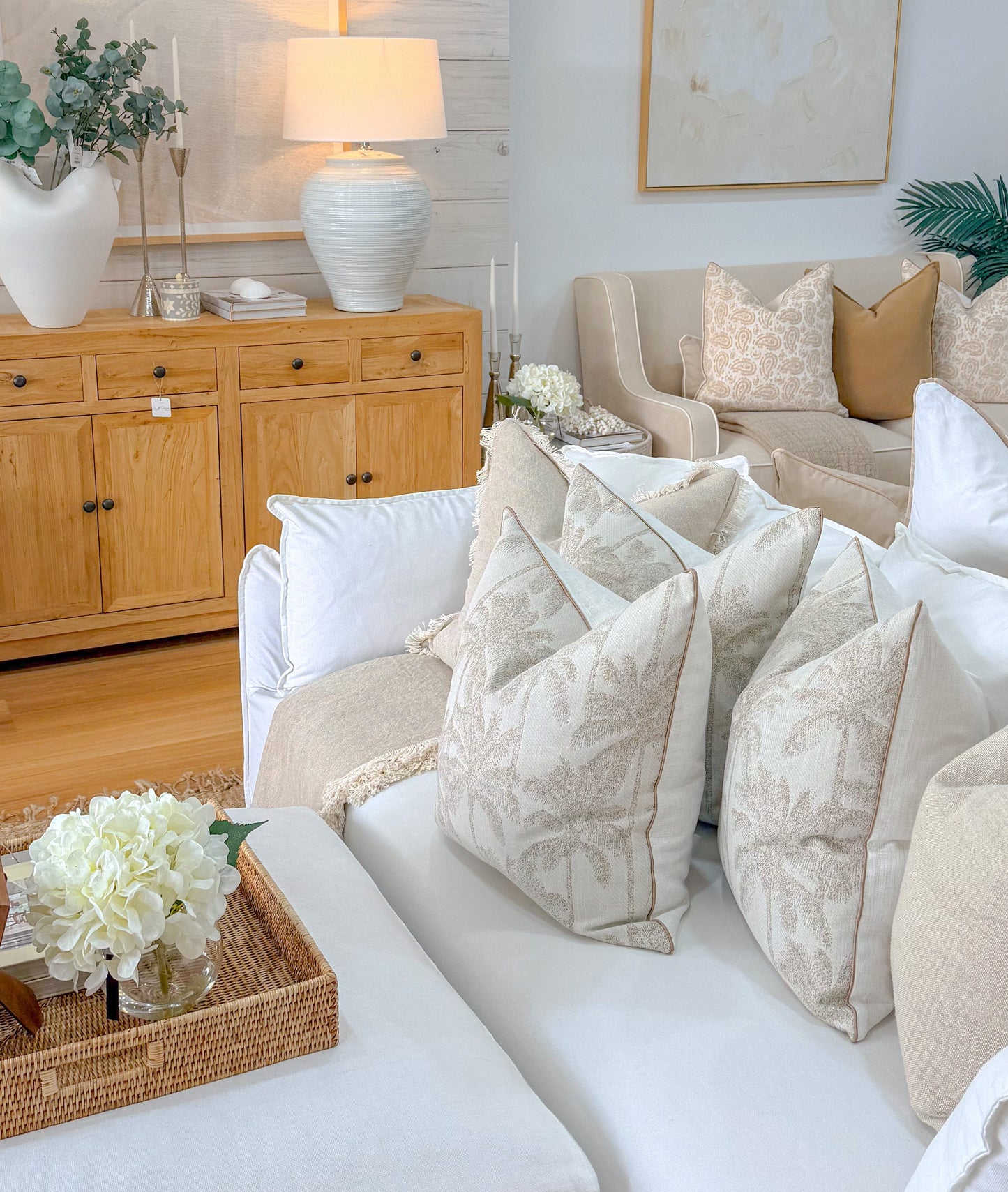 Coastal Palm Jacquard Cushion