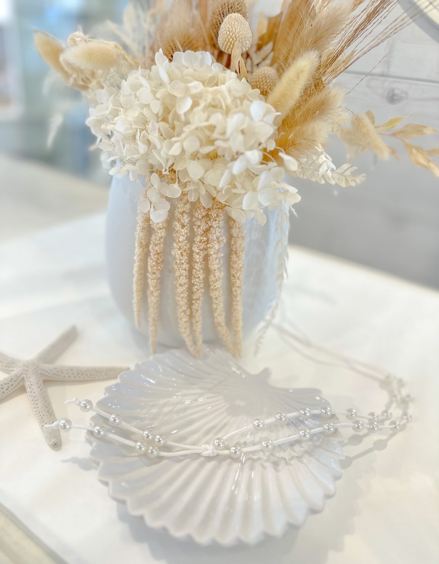 Suede & Pearl Beaded Necklace