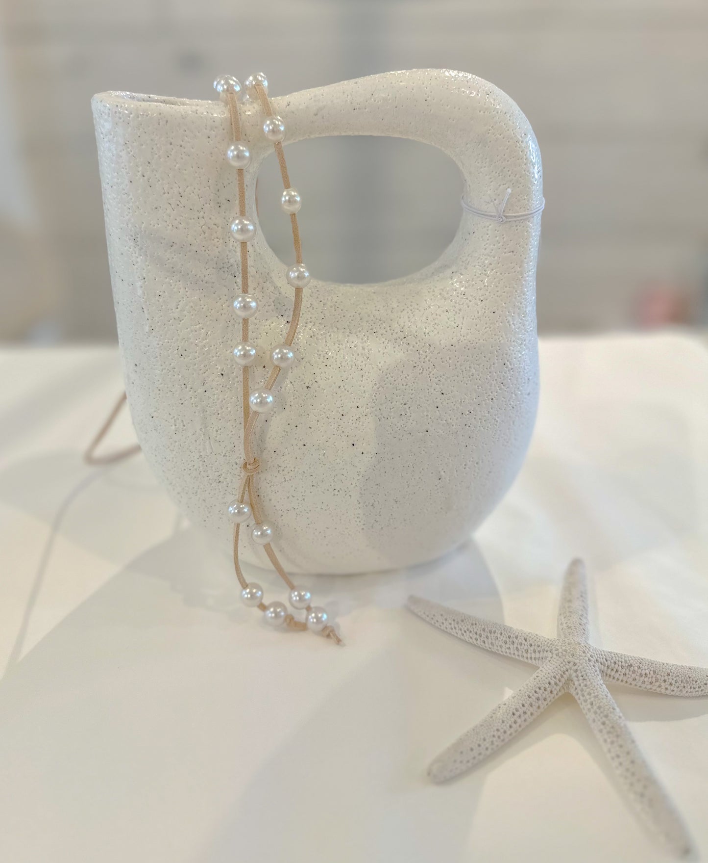 Natural Suede & Pearl Beaded Necklace