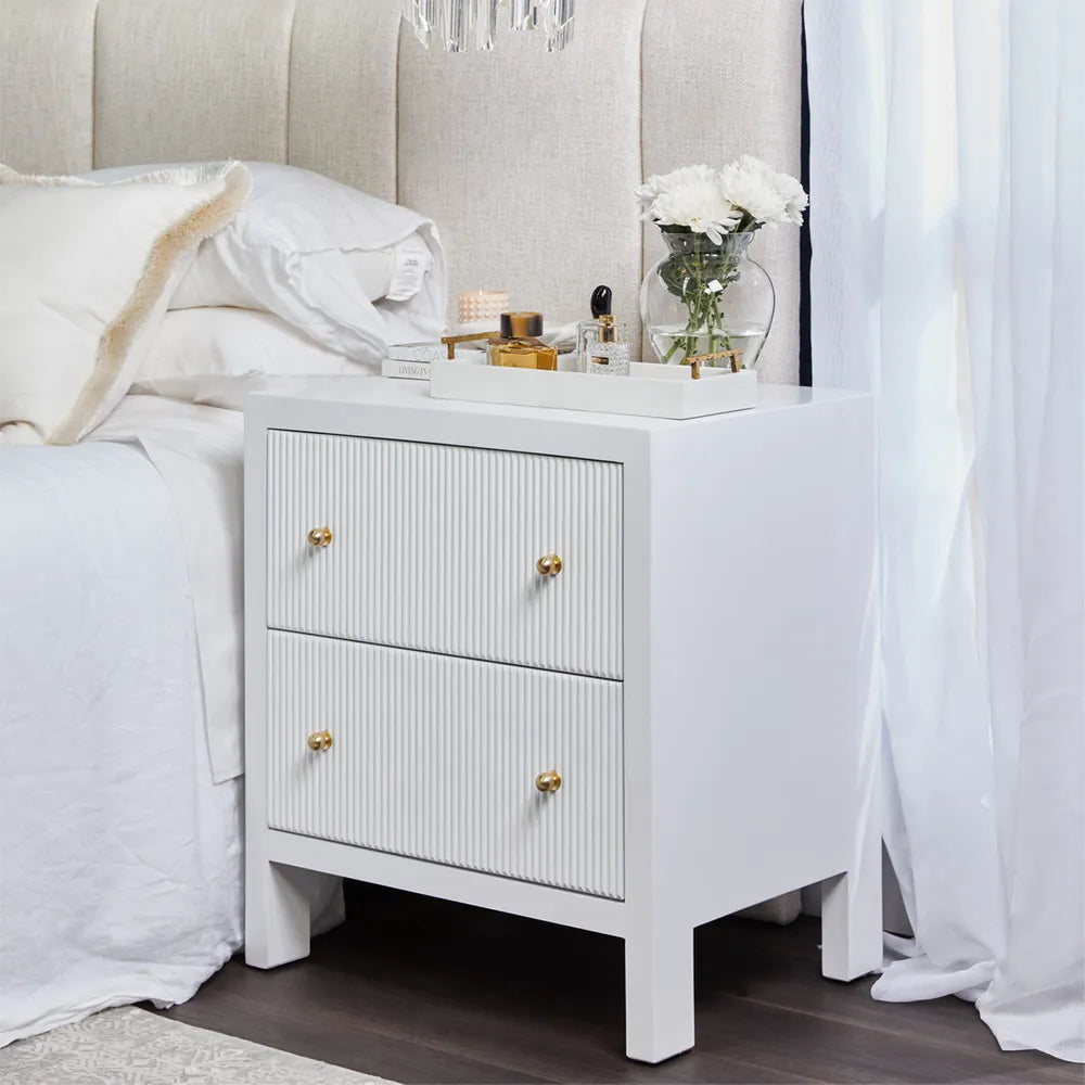 Ariana Large White Bedside Table
