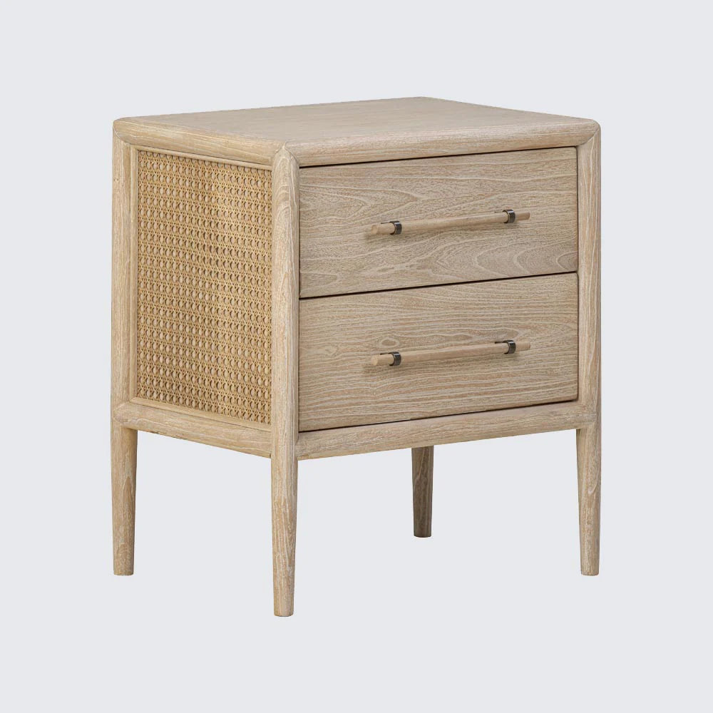 Bayview Bedside 2 Drawer Natural Whitewash