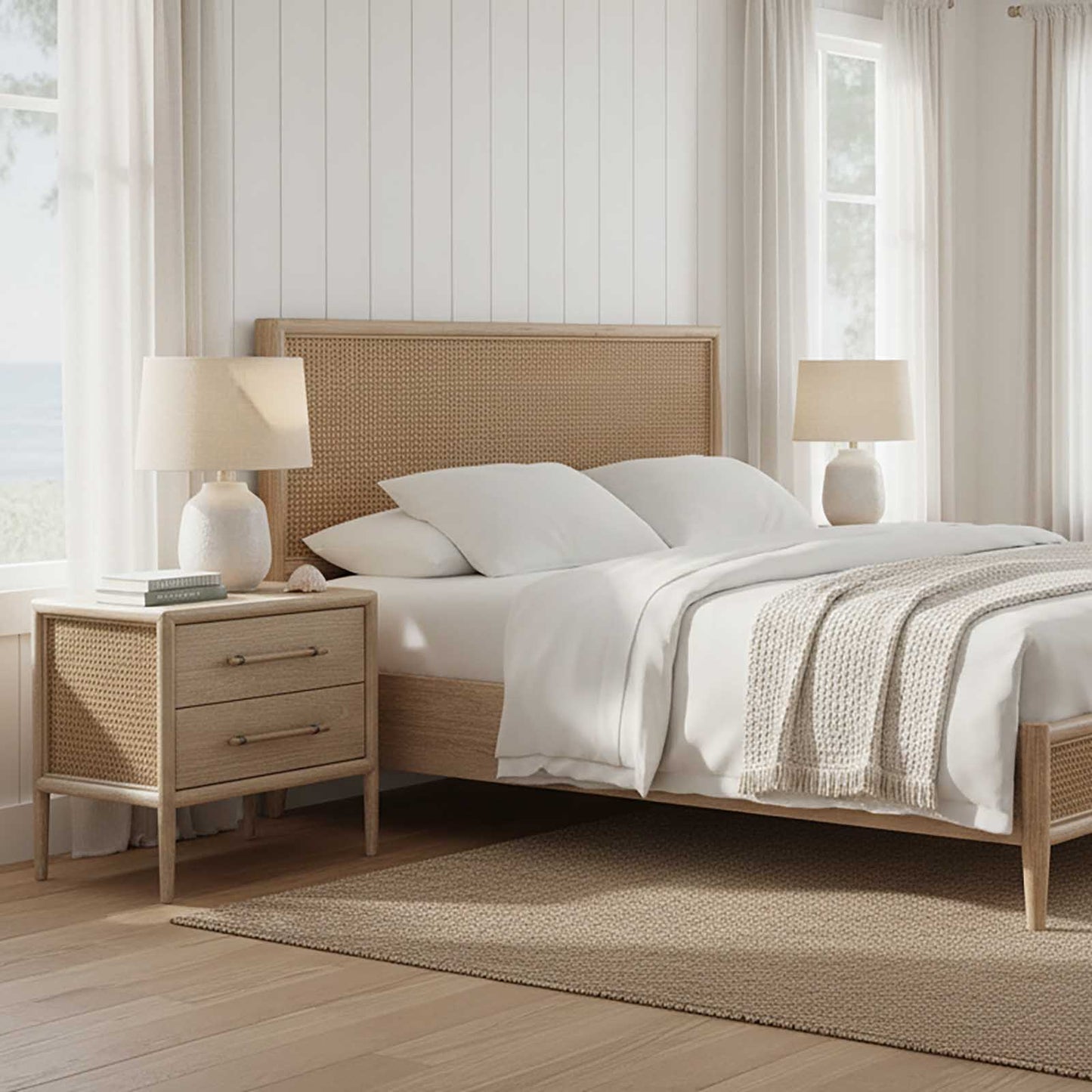 Bayview Bedside 2 Drawer Natural Whitewash