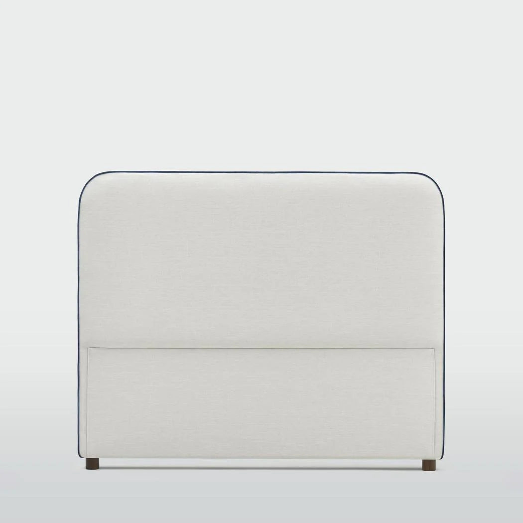 Brighton Bedhead Queen Ivory with Blue piping