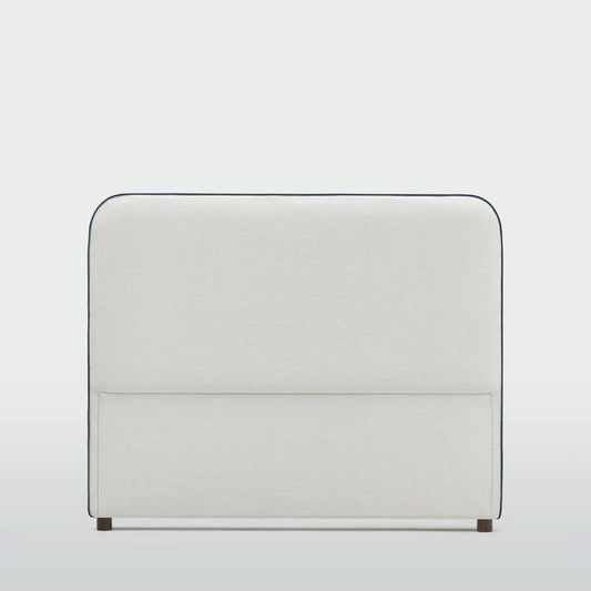 Brighton Bedhead Queen Ivory with Blue piping