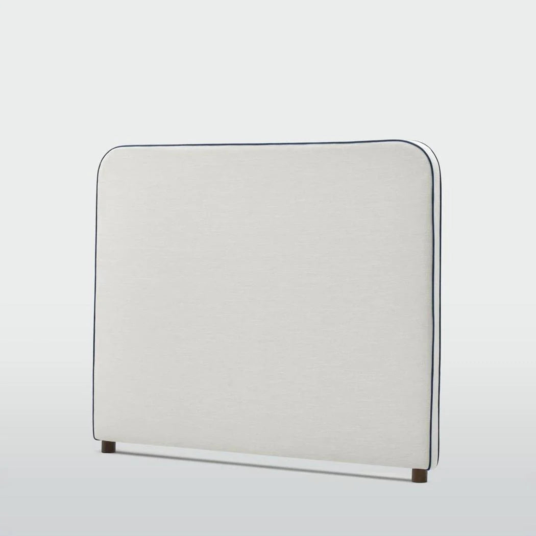 Brighton Bedhead Queen Ivory with Blue piping