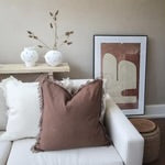 French Linen Fringe Cushion 55cm Square - White