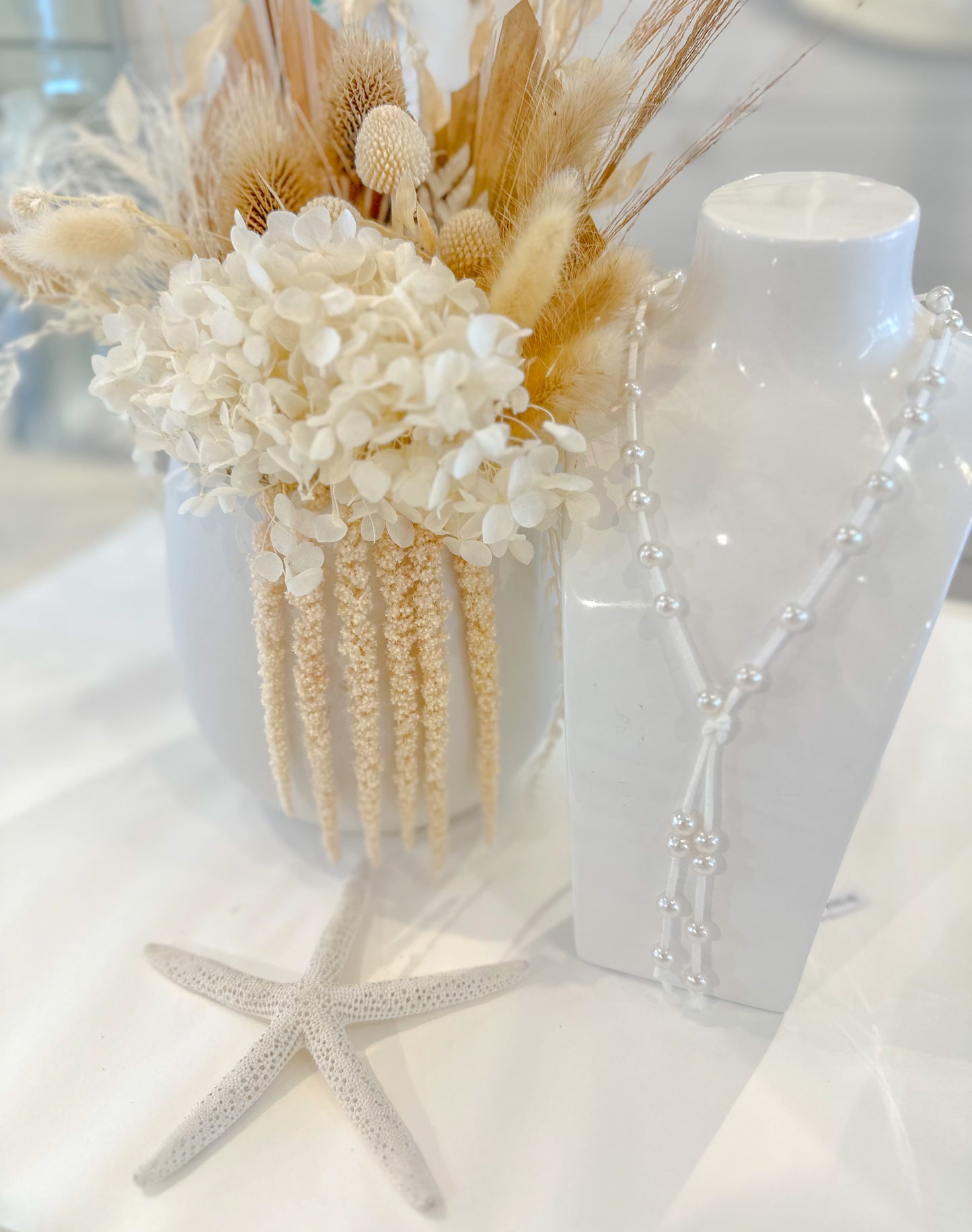 Suede & Pearl Beaded Necklace
