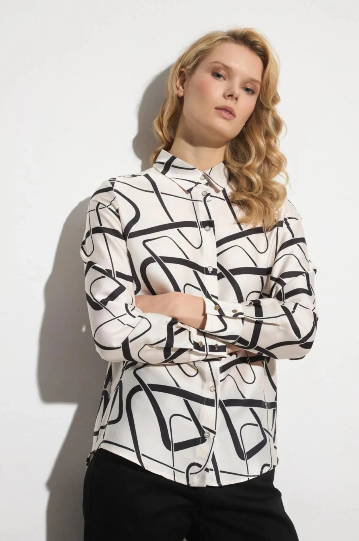 Caesarina Printed Shirt – Ivory/Black