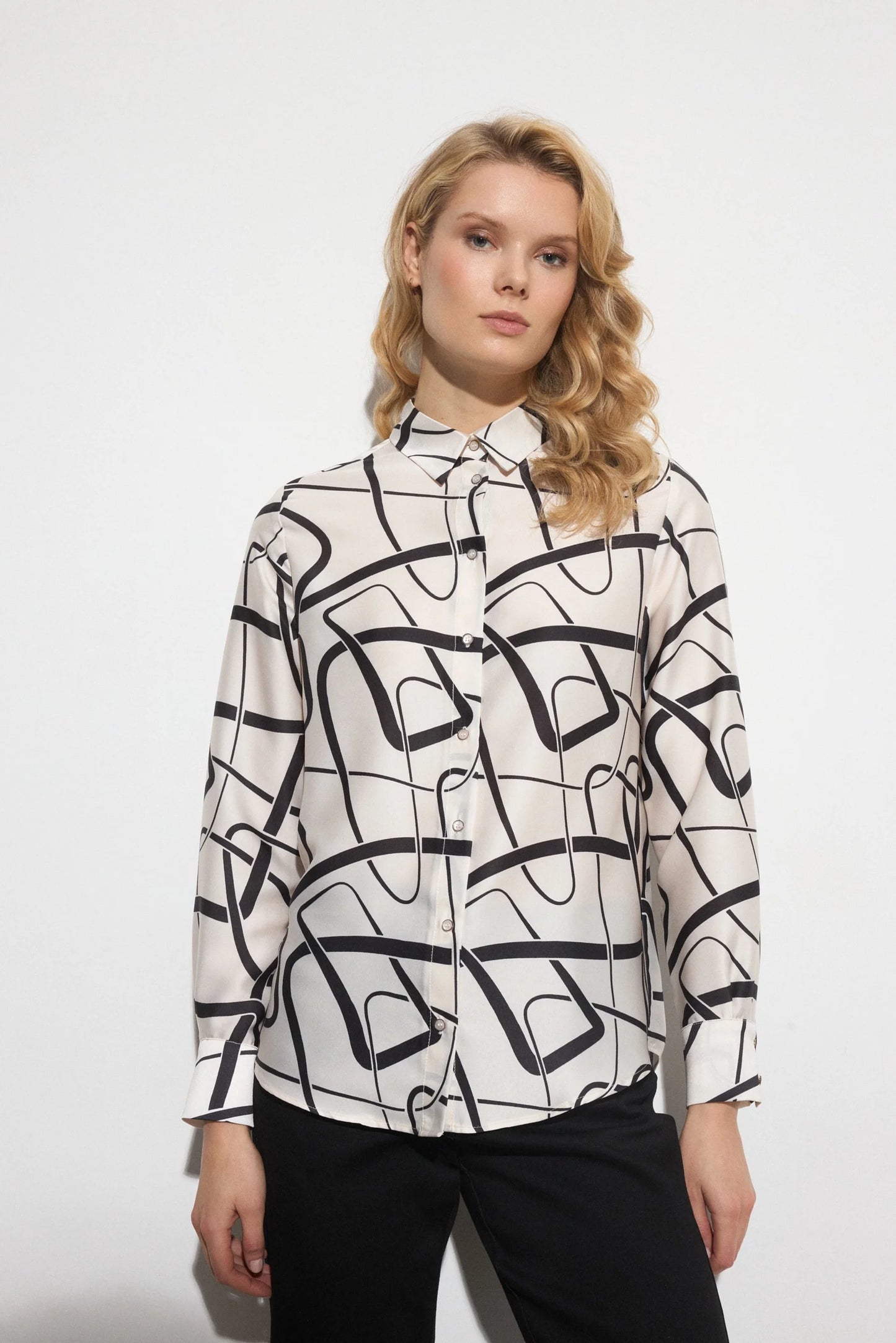 Caesarina Printed Shirt – Ivory/Black