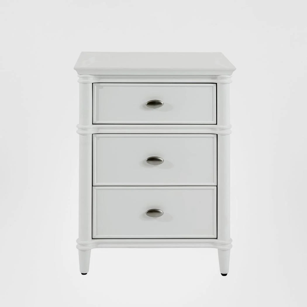 Dakota Bedside Table 3 Drawer White