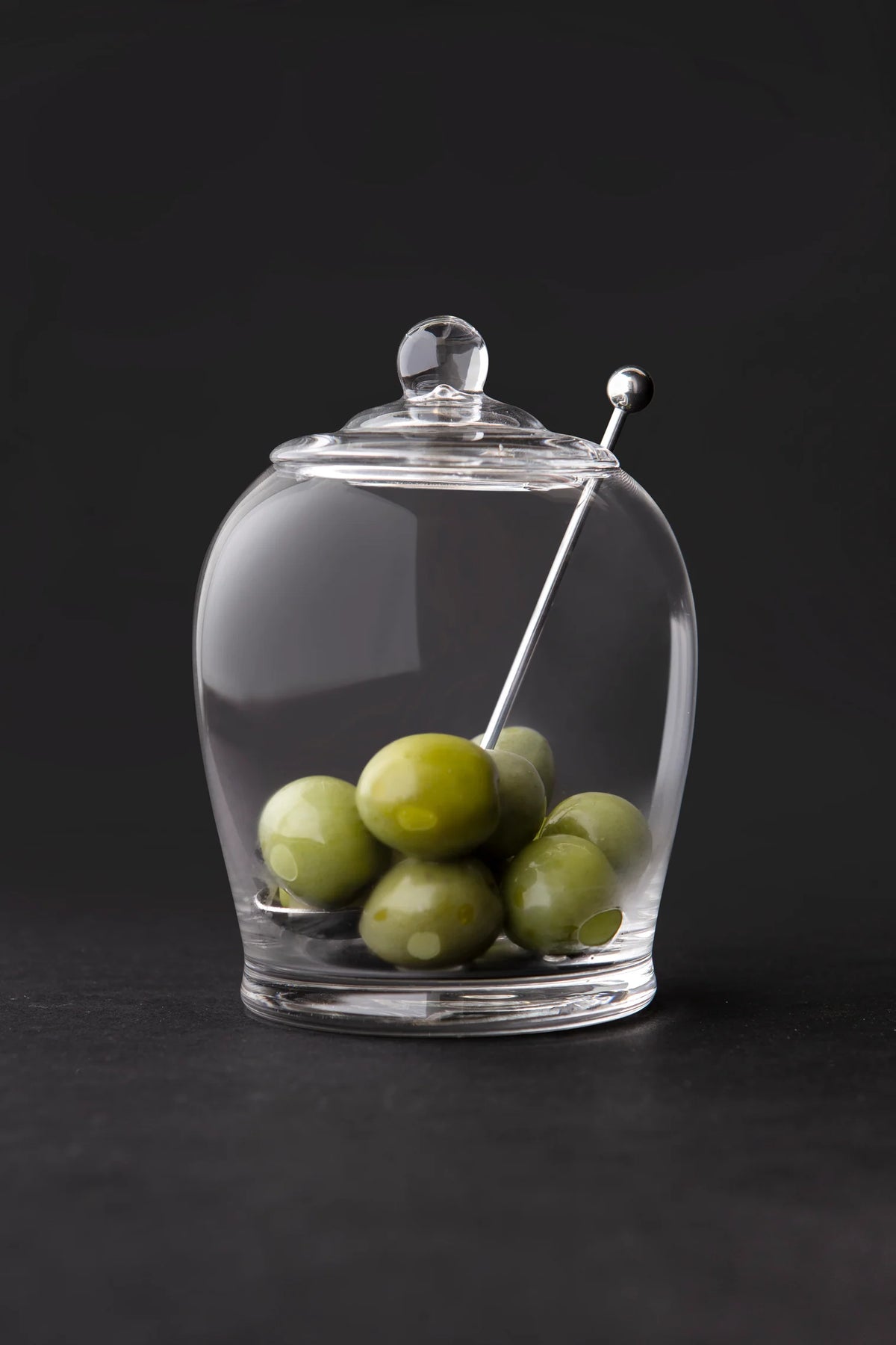 Davis & Waddell Olive Jar with Spoon Clear & Stainless Steel