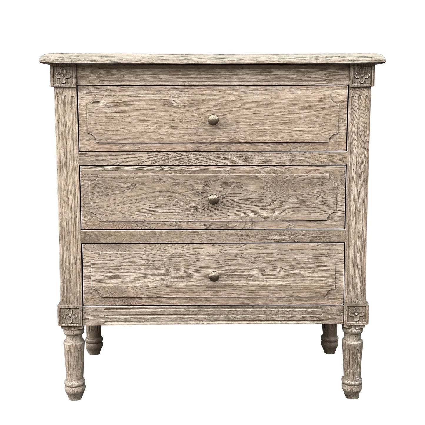Flinders Side Table Weathered Oak Round Knobs 76cm
