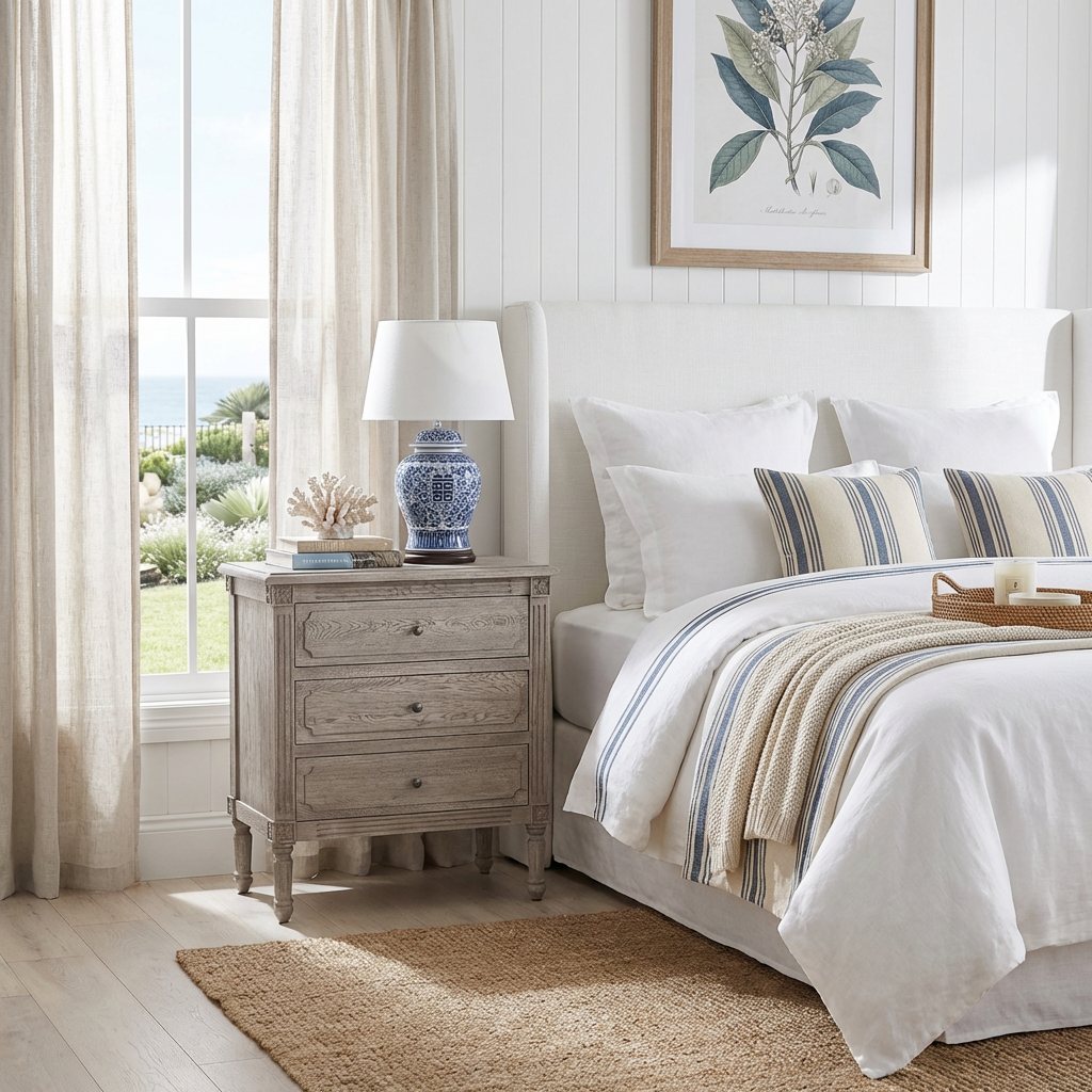 Flinders Side Table Weathered Oak Round Knobs 76cm