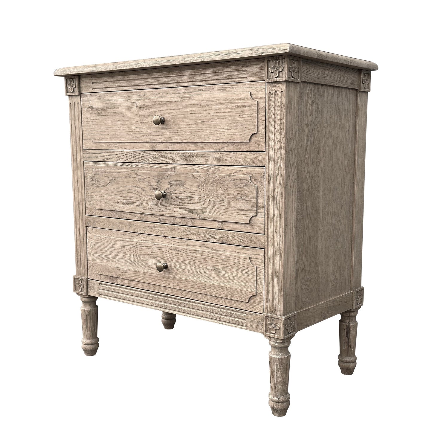 Flinders Side Table Weathered Oak Round Knobs 76cm