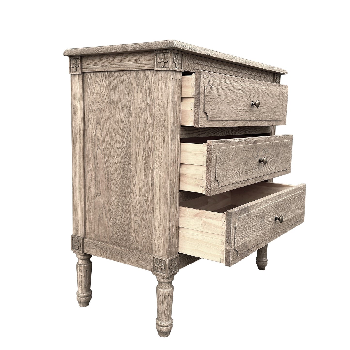 Flinders Side Table Weathered Oak Round Knobs 76cm