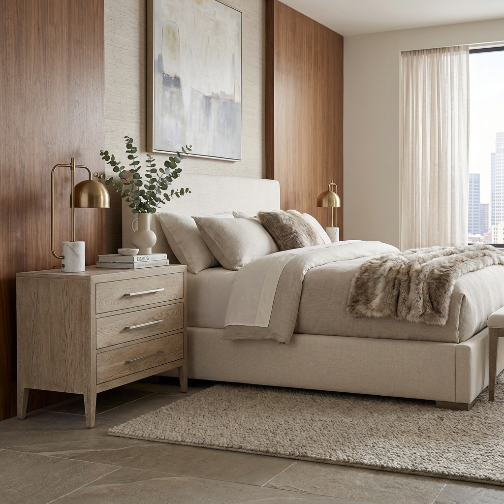 French Contemporary Oak Bedside Table 80cm
