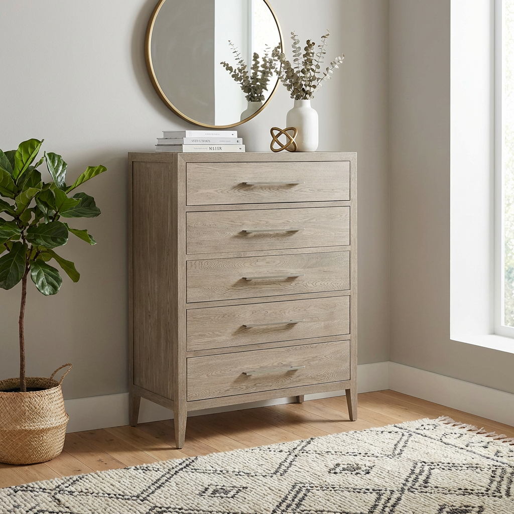French Contemporary Tallboy Weathered Oak