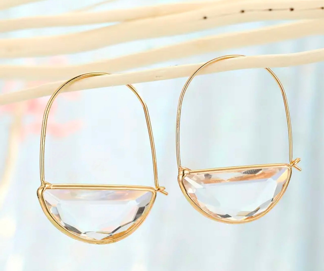 Clear Stone Gold Earrings