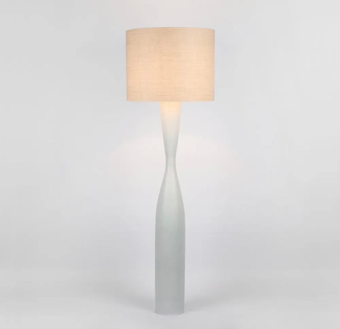 CALLUM FLOOR LAMP BASE WHITE WITH NATURAL SHADE