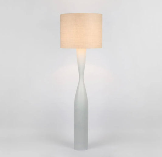 CALLUM FLOOR LAMP BASE WHITE WITH NATURAL SHADE