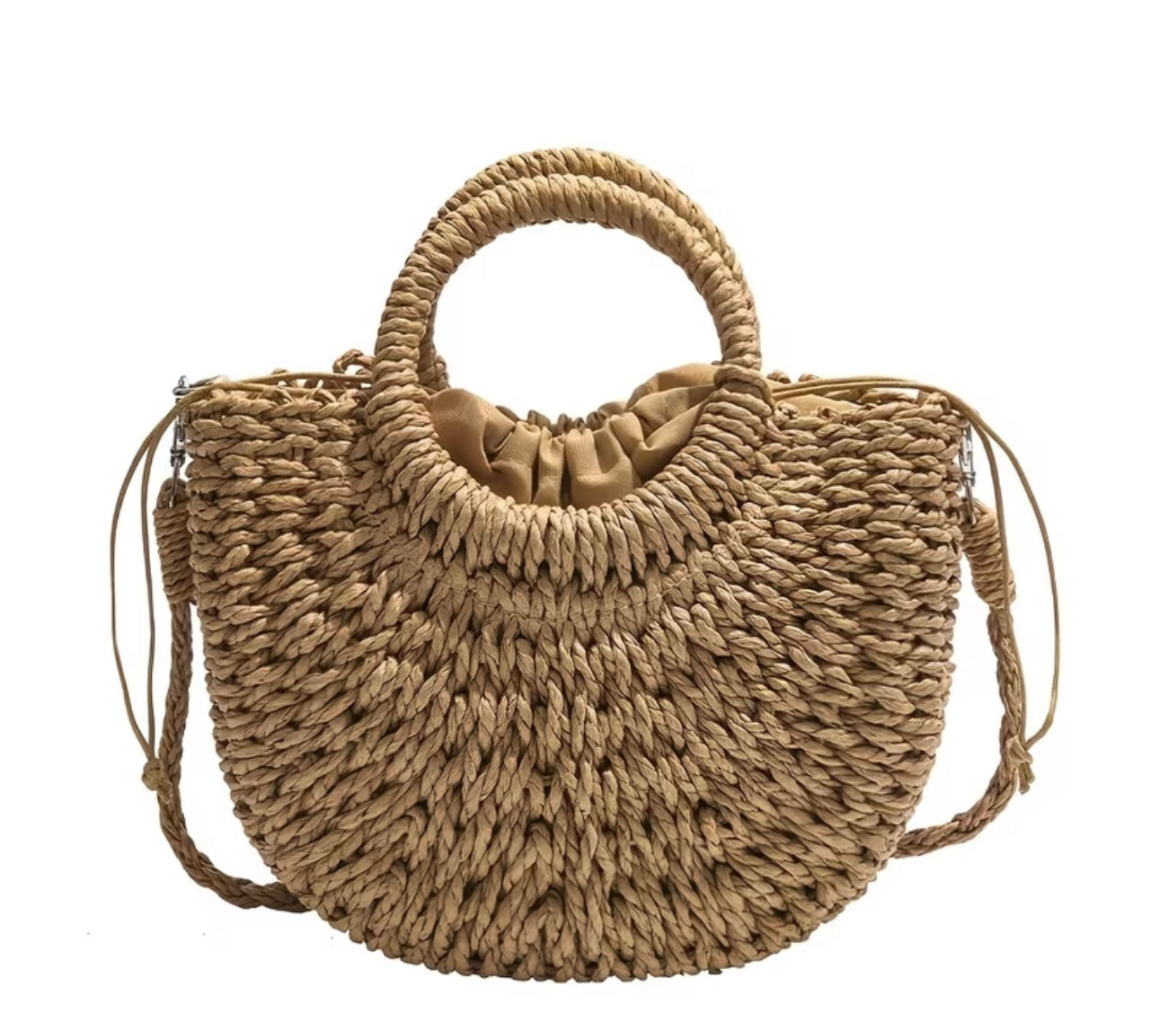 Handwoven Coastal Crossbody Bag - Dark Natural