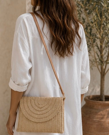 Wicker Crossbody Clutch