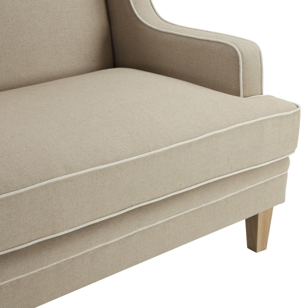BONDI HAMPTONS 3 SEAT SOFA NATURAL/WHITE PIPING
