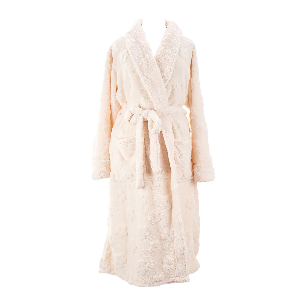 Cozy Floral Bathrobe - Ivory