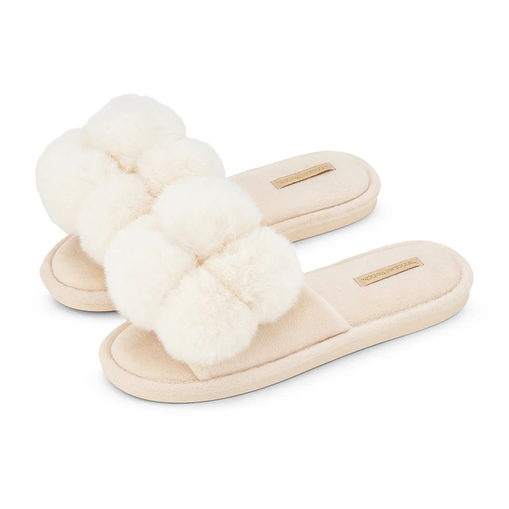 Pom Pom Slippers – Cosy Luxe – Ivory