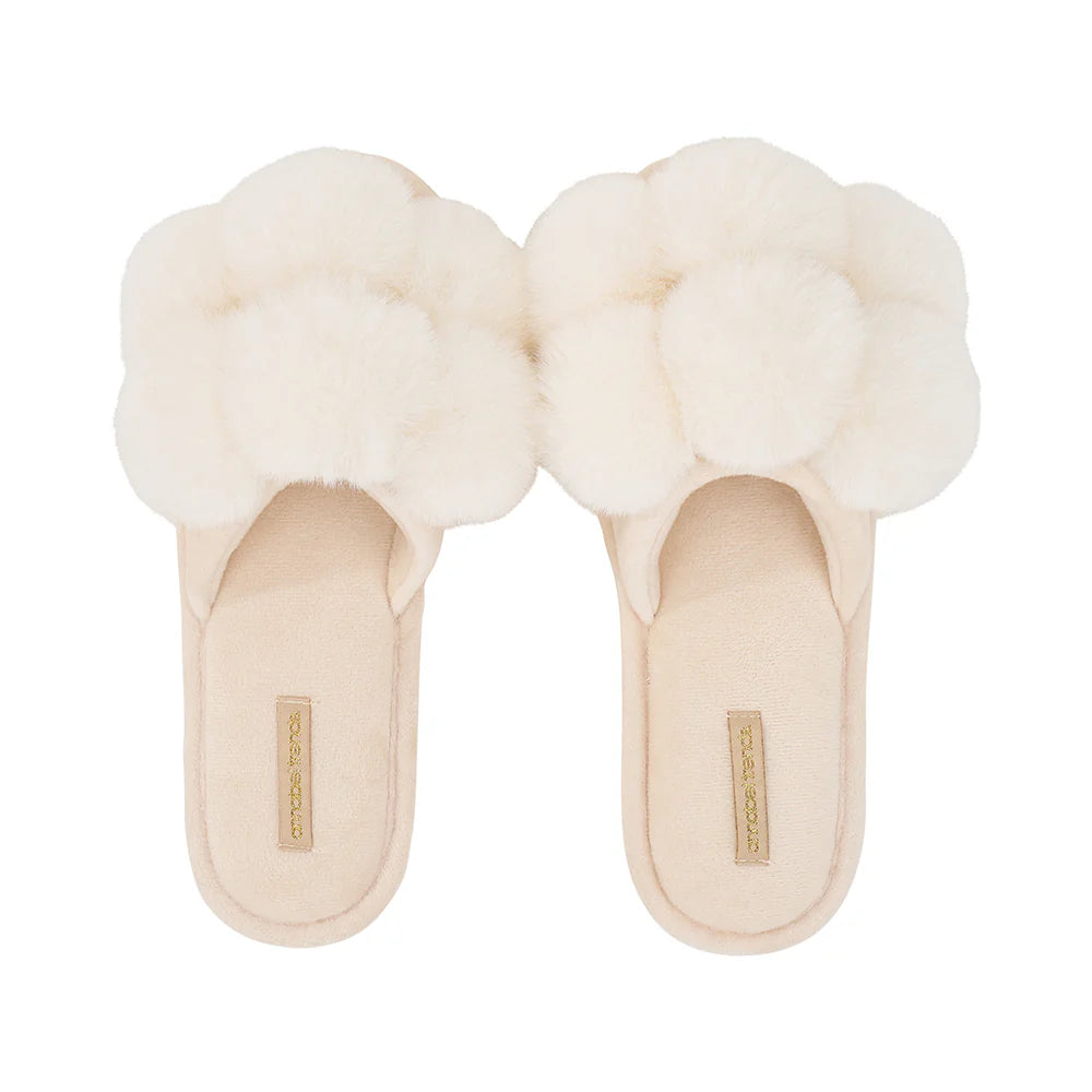 Pom Pom Slippers – Cosy Luxe – Ivory