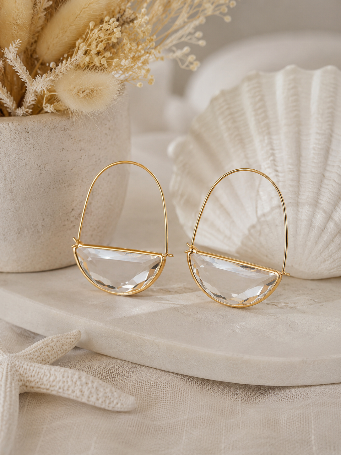 Clear Stone Gold Earrings