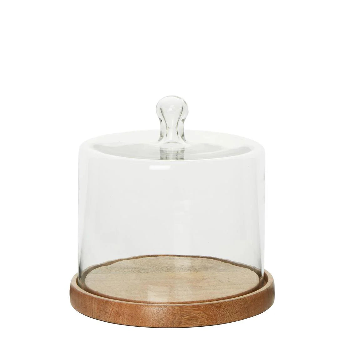 Glass Cloche Cake Cover with Wooden Base