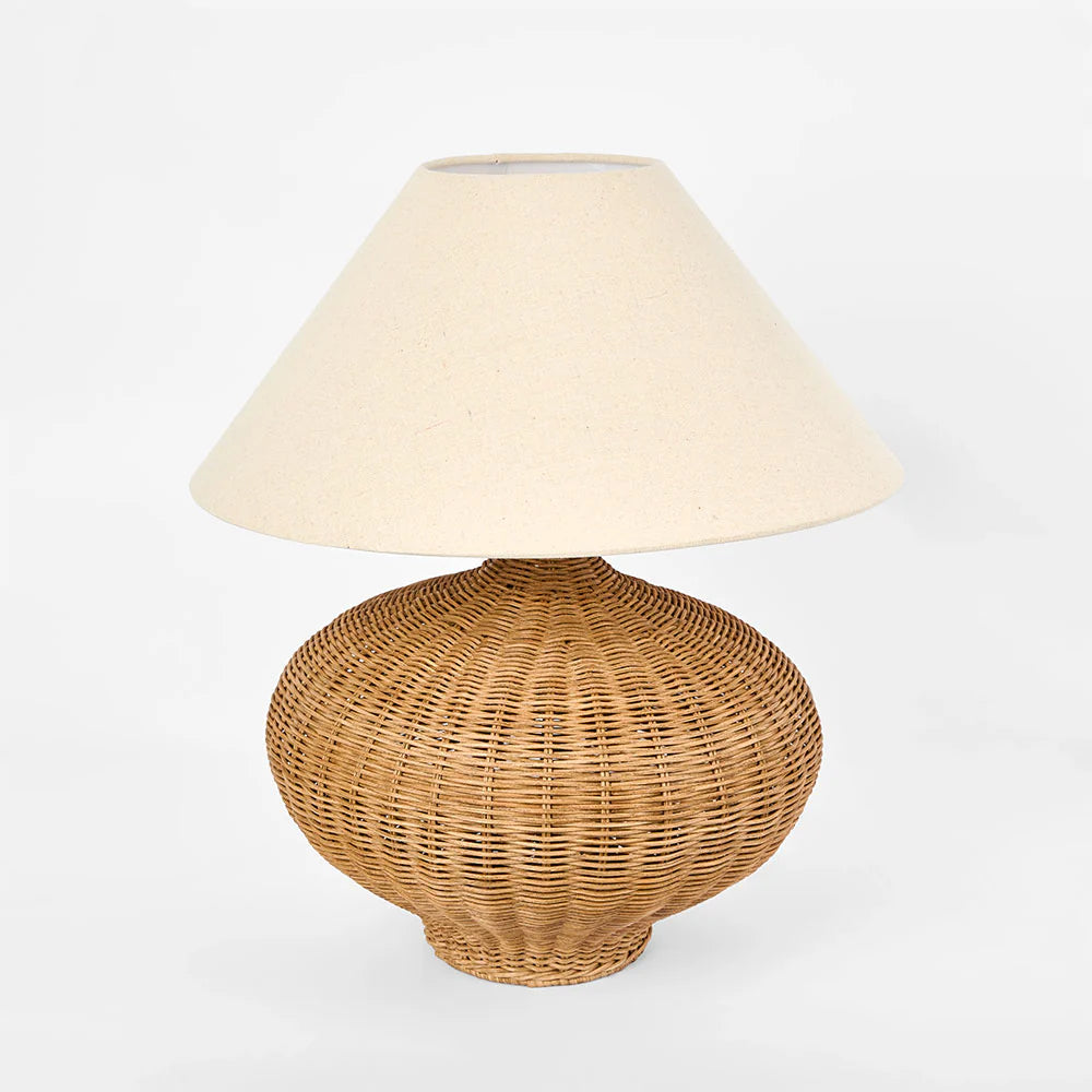 Rattan Table Lamp with linen shade