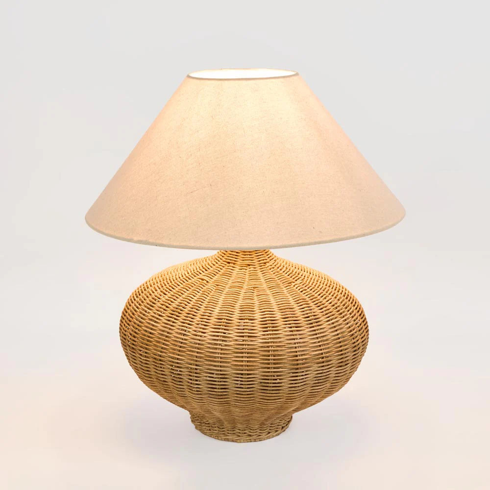 Rattan Table Lamp with linen shade