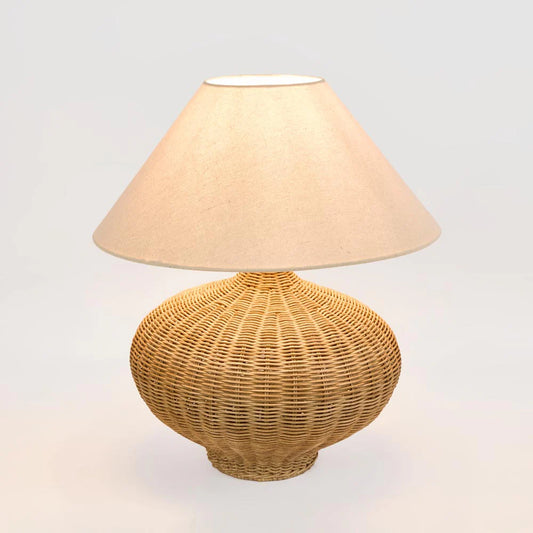 Rattan Table Lamp with linen shade