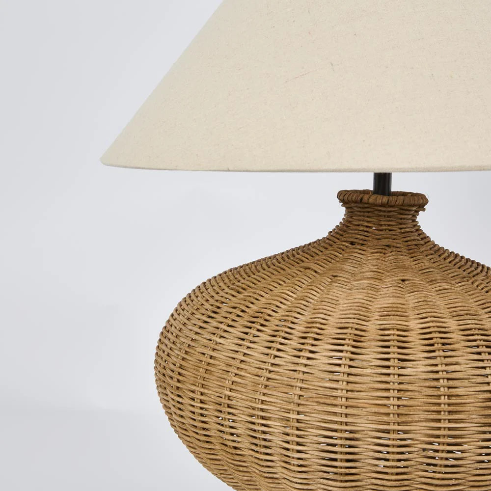 Rattan Table Lamp with linen shade